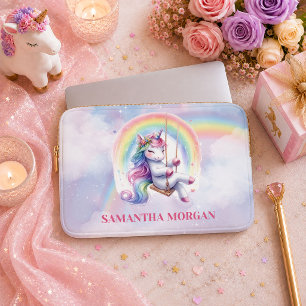 Colorful Purple Unicorn Girl Birthday Laptop Case