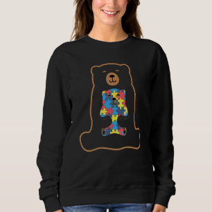 colorful puzzle pieces Autism Awareness bear Sweatshirt