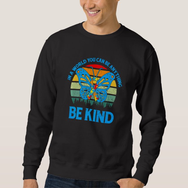 colorful puzzle pieces Autism Awareness Peace butt Sweatshirt (Front)