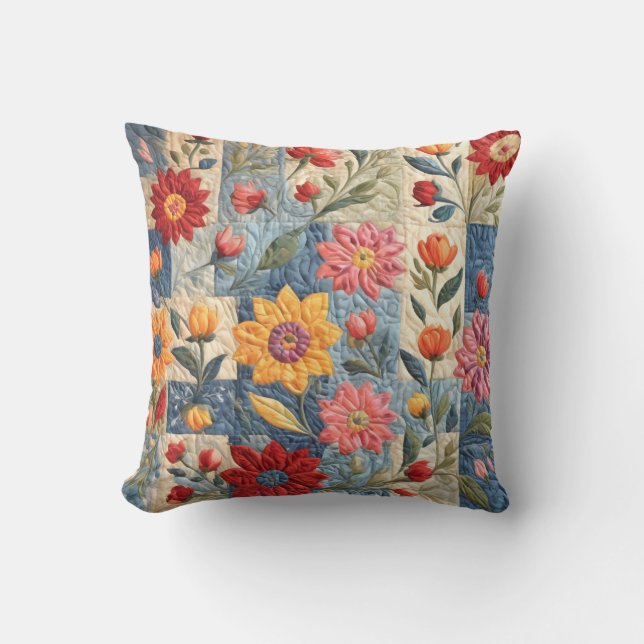 Colorful quilt pattern cushion (Front)