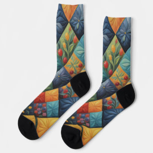 Colorful Quilting Pattren - Quilting Lover  Socks