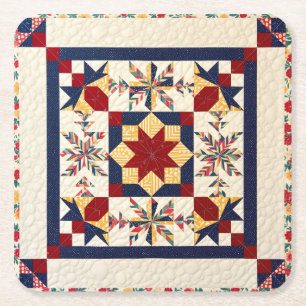 Colorful Quilting Pattren - Quilting Lover Square Paper Coaster