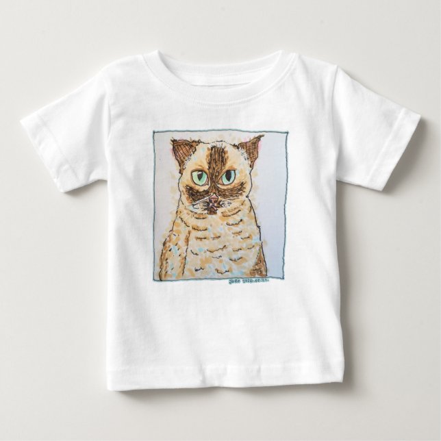 Colorful Quirky Cat Portrait Baby T-Shirt (Front)