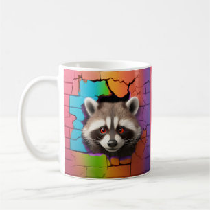 Colorful Raccoon Breaking Out Coffee Mug