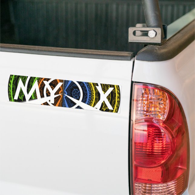 Colorful Radial Art Print Bumper Sticker (On Truck)