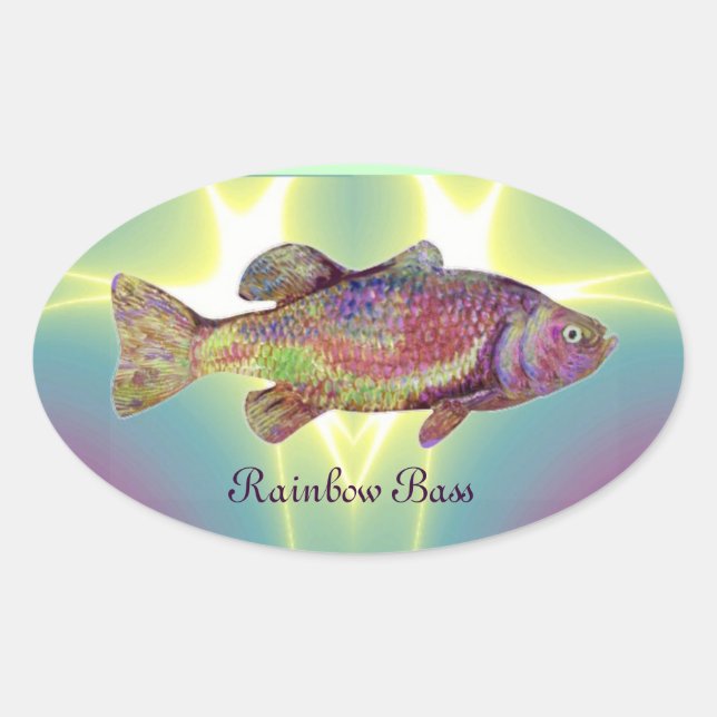 COLORFUL RAINBOW BASS OVAL STICKER (Front)