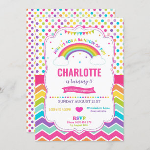 Colorful Rainbow Birthday Party Girl Invitation