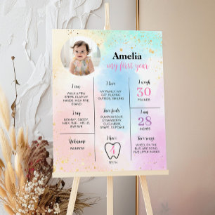 Colorful Rainbow Birthday Photo Milestone Poster