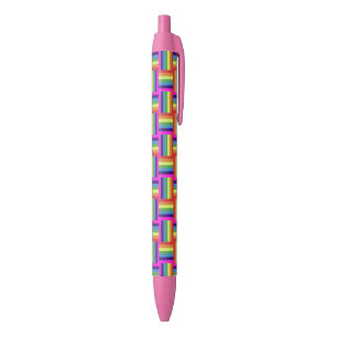 Colorful Rainbow Block Pattern Black Ink Pen