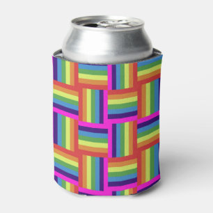 Colorful Rainbow Block Pattern Can Cooler