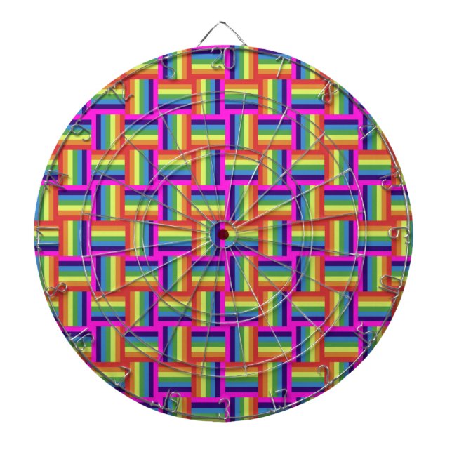 Colorful Rainbow Block Pattern Dartboard (Front)
