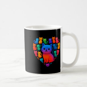 Colorful Rainbow Cats Heart Valentines Day Cat Gra Coffee Mug