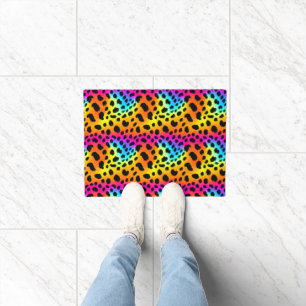 Colorful Rainbow Cheetah Seamless Pattern   Doormat
