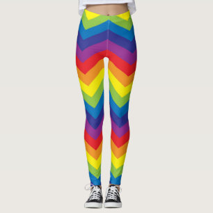 Colorful Rainbow Chevron Zigzag Leggings