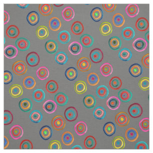 Colorful rainbow circles art watercolor fabric