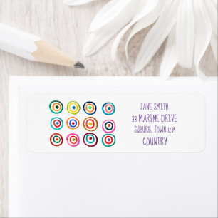 Colorful rainbow circles art watercolor return address label