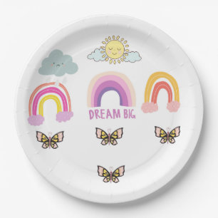 Colorful Rainbow Dream Big Paper Plate