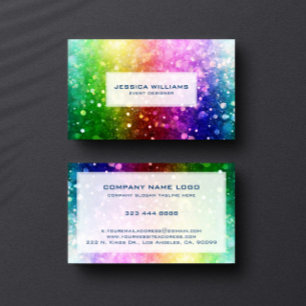 Colorful Rainbow Glitter Texture Personalizable Business Card
