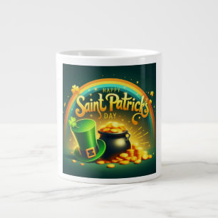 Colorful rainbow gold Saint Patrick's Day Large Coffee Mug