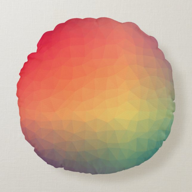 Colorful rainbow gradient geometric round cushion (Front)