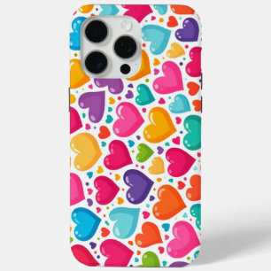 Colorful rainbow hearts Valentines iPhone 15 Pro Max Case