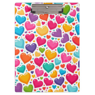 Colorful rainbow hearts Valentines Clipboard