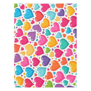Colorful rainbow hearts Valentines Tablecloth