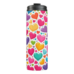 Colorful rainbow hearts Valentines Thermal Tumbler