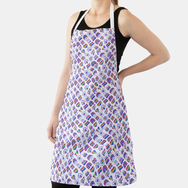 Colorful Rainbow Icon Patterns Apron (Insitu)