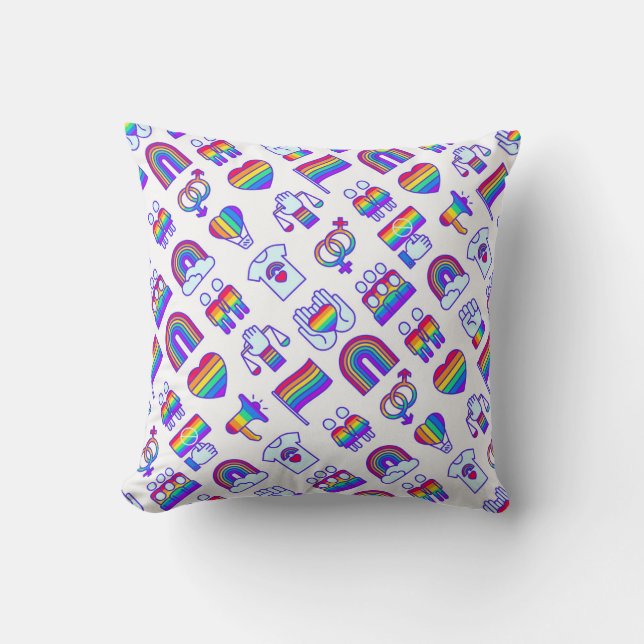 Colorful Rainbow Icon Patterns Cushion (Front)