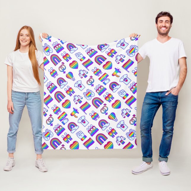 Colorful Rainbow Icon Patterns Fleece Blanket (In Situ)
