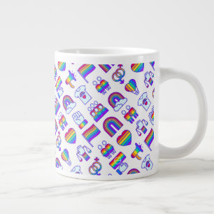 Colorful Rainbow Icon Patterns Large Coffee Mug