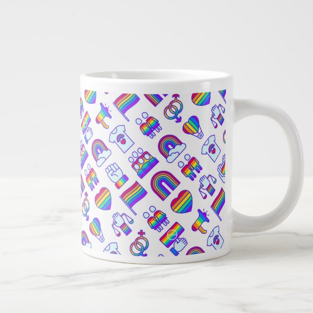 Colorful Rainbow Icon Patterns Large Coffee Mug (Right)