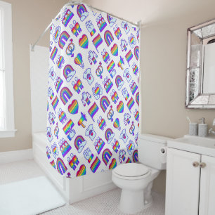 Colorful Rainbow Icon Patterns Shower Curtain
