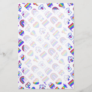 Colorful Rainbow Icon Patterns Stationery
