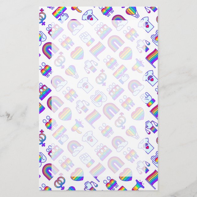 Colorful Rainbow Icon Patterns Stationery (Front)