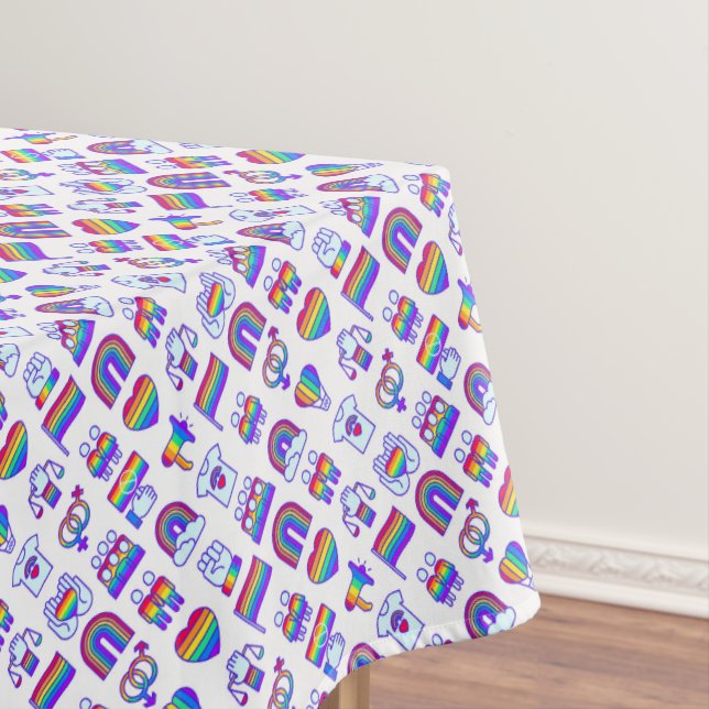 Colorful Rainbow Icon Patterns Tablecloth (In Situ)