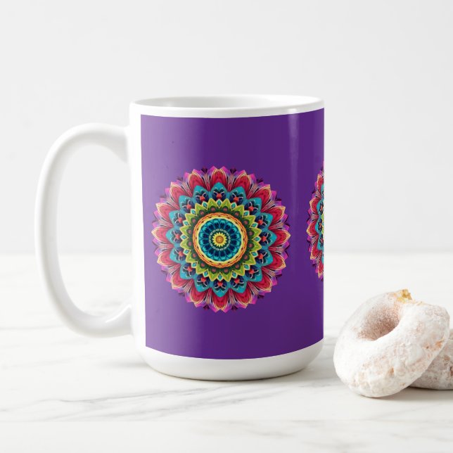 Colorful Rainbow Mandala Mug (With Donut)