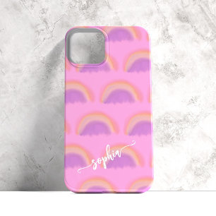 Colorful rainbow name script personalized iPhone 14 case