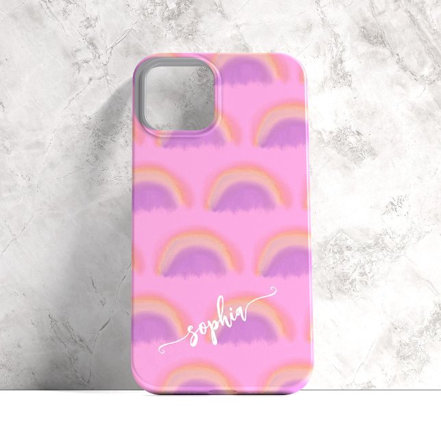 Colorful rainbow name script personalized iPhone case (Creator Uploaded)