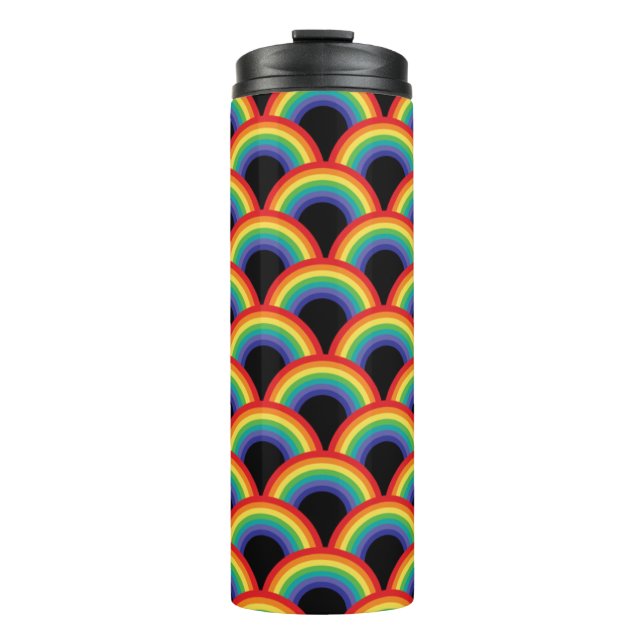 Colorful Rainbow Pattern Thermal Tumbler (Front)