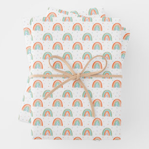 Colorful Rainbow Polka Dot Pattern Wrapping Paper Sheet