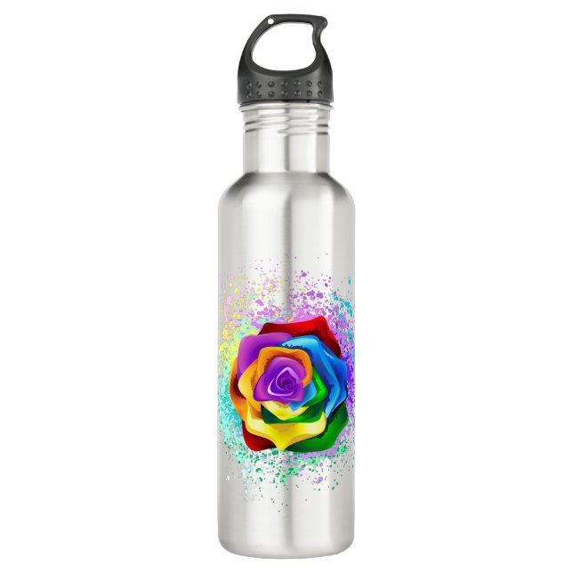 Colorful Rainbow Rose 710 Ml Water Bottle (Front)