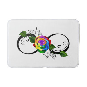 Colorful Rainbow Rose Bath Mat