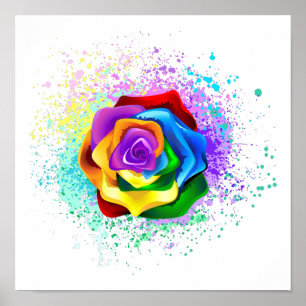 Colorful Rainbow Rose Poster