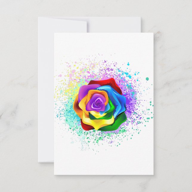 Colorful Rainbow Rose RSVP Card (Front)