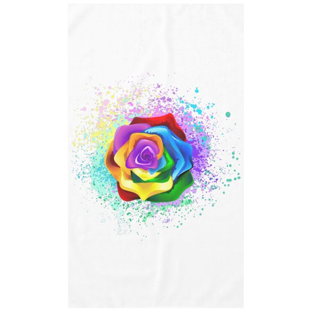 Colorful Rainbow Rose Tablecloth (Front)