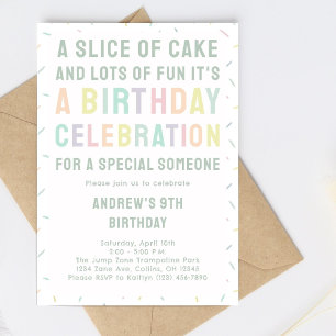 Colorful Rainbow Sprinkles Kids Birthday Party Invitation