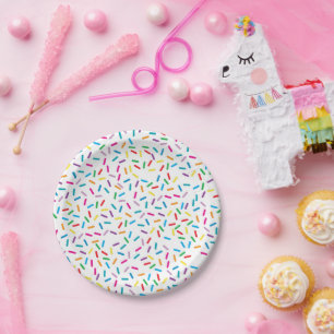 Colorful Rainbow Sprinkles Pattern Paper Plate