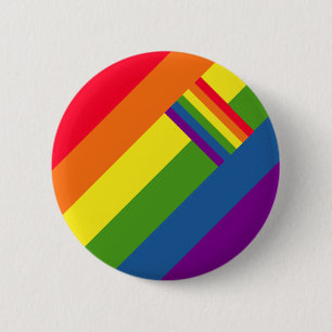Colorful Rainbow Stripes Celebration with Flag 6 Cm Round Badge